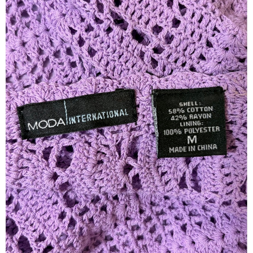 Vintage Y2K Moda International Lilac Crochet Slip Dress S/M Boho Festival Midi - Picture 8 of 11
